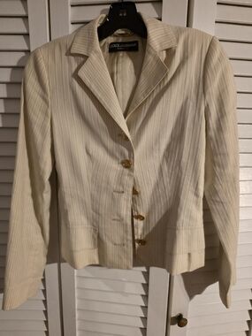 Dolce & Gabbana Women's Cream Pinstripe Blazer